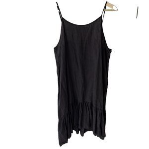 Bryn Walker Dress Size XL 100% Linen Brown Ruffle Bottom Sleeveless Coastal